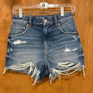 346. Batman Denim Trendy Blue Distressed Jean Shorts